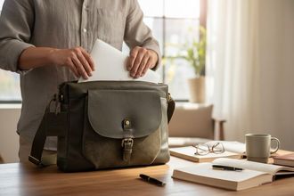 Rowallan Leather & Suede Medium Shoulder Bag - Olive Green Crossbody/Shoulder Bag with Adjustable Strap