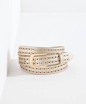 Talbots Perforated Leather Belt - Gold - Medium Talbots