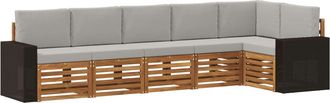 vidaXL Conjunto De Sof&aacute;s De Exterior 6 Uds. Natural Y Gris Claro Vidaxl