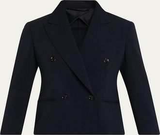 Max Mara Double-Breasted Stretch Wool Crop Jacket