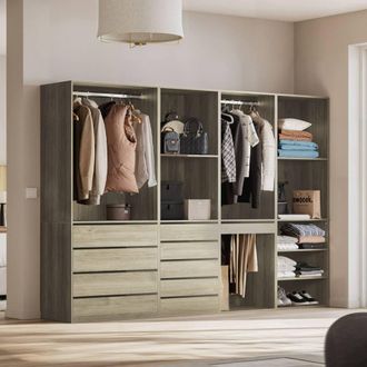 Sweeek Modular Wardrobe Kit With 4 Units in Light Brown