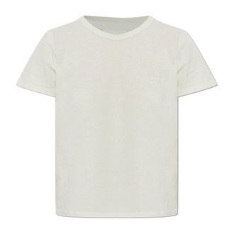 Maison Margiela T-Shirts, female, Beige, Size: XS T-Shirt with Embroidered Logo