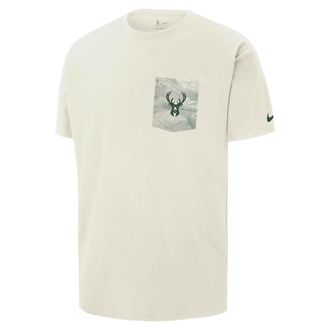 Nike Milwaukee Bucks Courtside Nike Mens NBA Max90 T-Shirt in White | HQ9414-133
