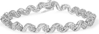 House of Brilliance 10K White Gold 2.00 Cttw Diamond Floral Design Swirl Link Bracelet at Nordstrom