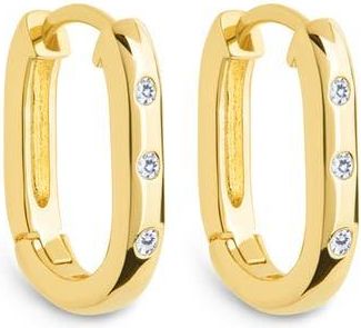 Sterling Forever Casey Cubic Zirconia Rectangular Hoop Earrings in Gold at Nordstrom Rack