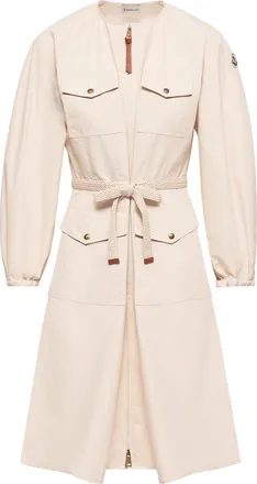 Moncler Moncler Pleated Poplin Dress, Women, Beige, Size: 38