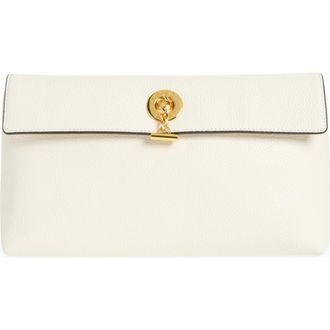 Veronica Beard Anchor Leather Clutch in Off White at Nordstrom