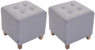 Clp Clp - Set De 2 Taburetes Puff Pharao En Tela Gris Claro