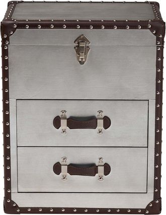 Baxton Studio Calidore Vintage Metal 2-Drawer End Table