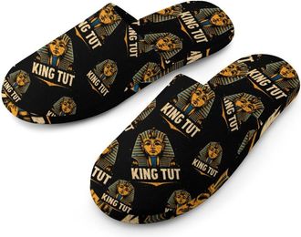 Generic Egyptian Pharaohs King Tut Mens Cozy Memory Foam Slippers Warm Cotton House Shoes Comfy Slipper for Indoor Outdoor
