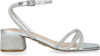 Steve Madden Womens Cerena Silver Sandals Fabric - Size UK 3