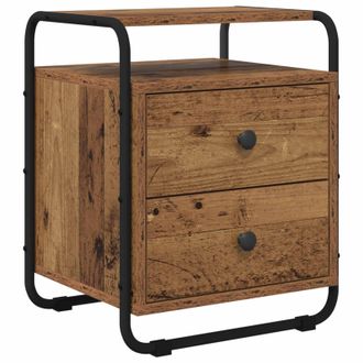 vidaXL Mesa De Noche Madera Envejecida Madera De Ingenier&iacute;a Vidaxl