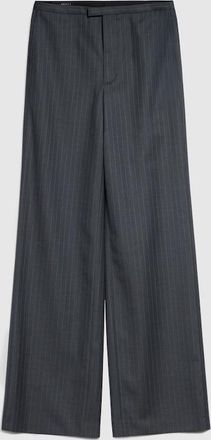 Gucci Pinstripe Wool Pants, Black