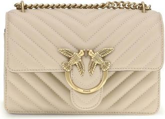 Pinko Beige Kalfskleren Bos Taurus Schoudertas