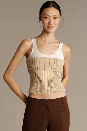 Central Park West Goldie Foldover Layered Sweater Tank Top