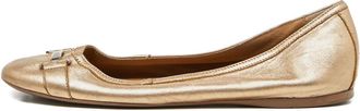 Versace logo-engraved buckled ballet flats - women - Metallic Leather/Leather/Rubber - 37 - Gold