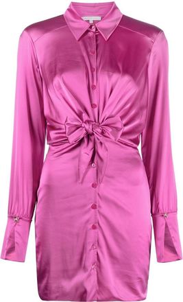 Patrizia Pepe front-knot shirt dress - women - Viscose/Spandex/Elastane/Polyamide/Polyester - 38 - Purple