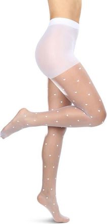 MeMoi Mini Heart Sheer Tights in White at Nordstrom, Size Medium