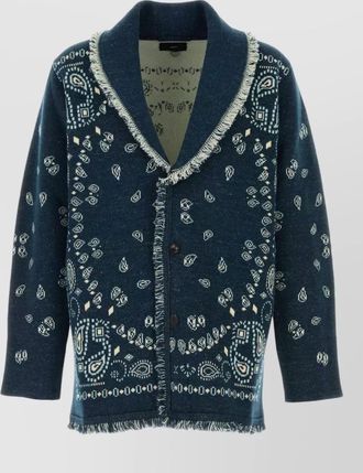 Alanui bandana cardigan jacquard embroidery paisley shawl