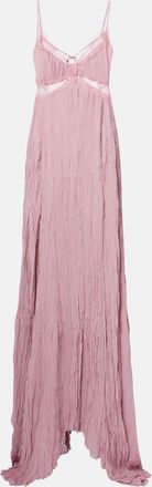 Blumarine Abito lungo in georgette pliss&eacute; con pizzo