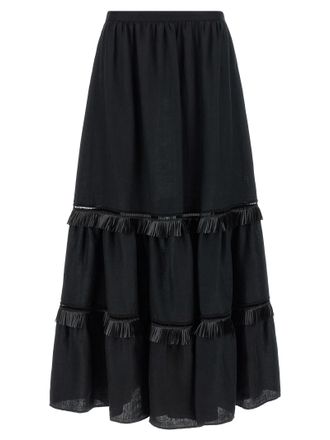 Kiton Black Linen Mini Womens Skirt