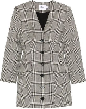 Self Portrait Geruite mini-jurk - Zwart