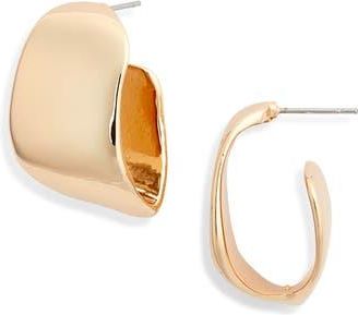 Open Edit Domed Geometric Hoop Earrings in Gold at Nordstrom Rack