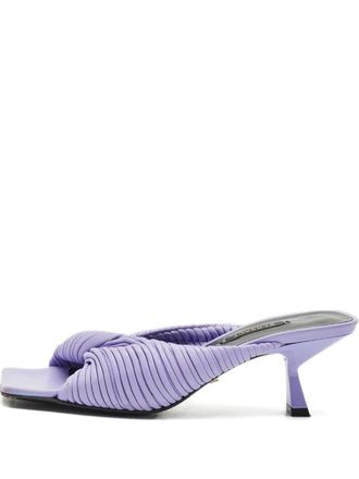 Versace 60mm pleated leather slides - Purple