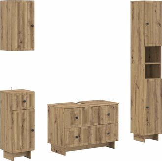 vidaXL Juego De Armarios De Ba&ntilde;o De 4 Piezas Ede Roble Artisan Vidaxl