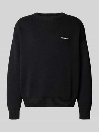 Pegador Oversized Strickpullover mit Label-Stitching in Black, Gr&ouml;&szlig;e XL