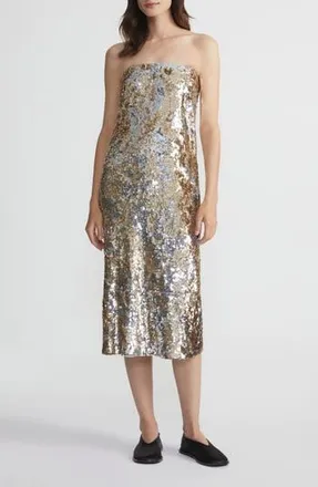 Lafayette 148 New York Sequin Strapless Cocktail Dress in Metallic Multi at Nordstrom Rack