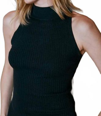 Autumn Cashmere Rib Mock Neck Halter Top In Juniper