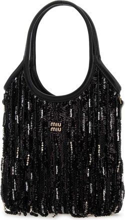Miu Miu Womens Embellished Fabric Handbag Nero Borse A Mano Bag
