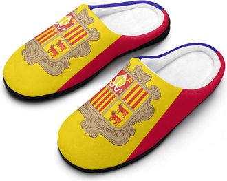 Generic Flag of Andorras Mens House Slippers Memory Foam Washable Cotton Slip on Home Shoes