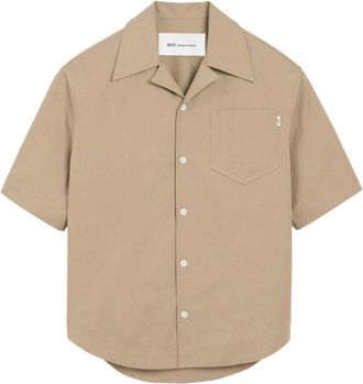 Ami Short Sleeve Camp Collar Wide Shirt - Heren - Korte mouwen Overhemden - Beige - S - Katoen - Overhemden