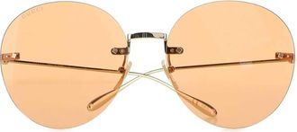 Gucci Womens Gold Metal Round Sunglasses
