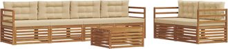 vidaXL Conjunto De Sof&aacute;s De Exterior 7 Uds. Natural Y Beige Vidaxl