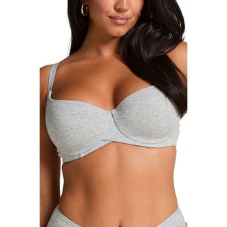 Hunkem&ouml;ller Cotton Padded Underwired Bra in Grey at Nordstrom, Size 36Ddd