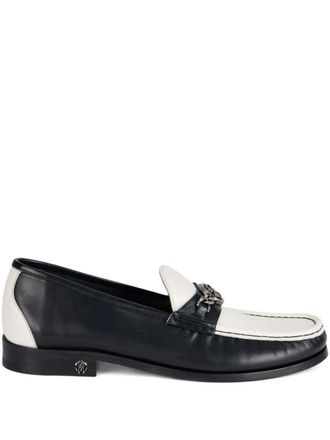 Roberto Cavalli monogram-plaque two-tone loafers - men - Calf Leather/Calf Leather/Calf Leather - 44 - White