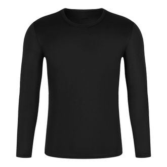 Generic Mens Long Sleeve Crew Neck Long Sleeve Solid Color T Shirt Log Sleeve T Shirts for Men (Black, XXL)