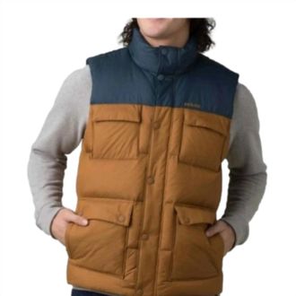 Prana Slate Down Vest In Rust/navy