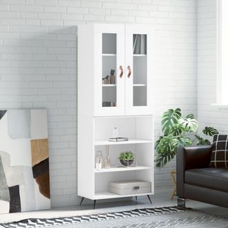 vidaXL Aparador Alto Madera Contrachapada Blanco 69,5x34x180 Cm Vidaxl