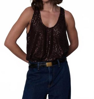 Secular Sequin Tank Top In Chocolate