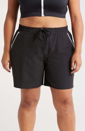 TomboyX Heritage 7-Inch Board Shorts in Black Novelty at Nordstrom, Size X-Small