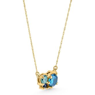 Pompeii3 3Ct Blue Sapphire Topaz Aquamarine Diamond Pendant Necklace 14k Gold Lab Grown