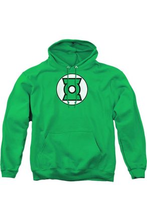 Gildan Justice League of America Green Lantern Logo Adult Pull Over Hoodie / Hooded Sweatshirt