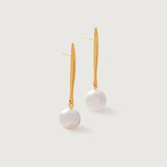 Monica Vinader Gold Nura Round Pearl Drop Earrings Pearl