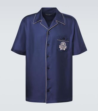 Dolce & Gabbana Camicia bowling in raso di seta con logo