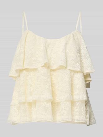 Gina Tricot Regular Fit mit floralem Allover-Spitzenbesatz in Ecru, Gr&ouml;&szlig;e XS