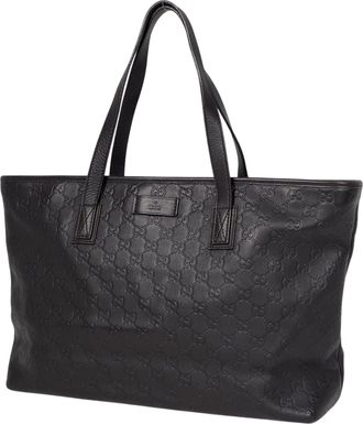 Gucci Dark Brown Leather Shoulder Bag Tote Bag (Pre-Owned)